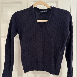 Brandy Melville navy cable v-neck sweater